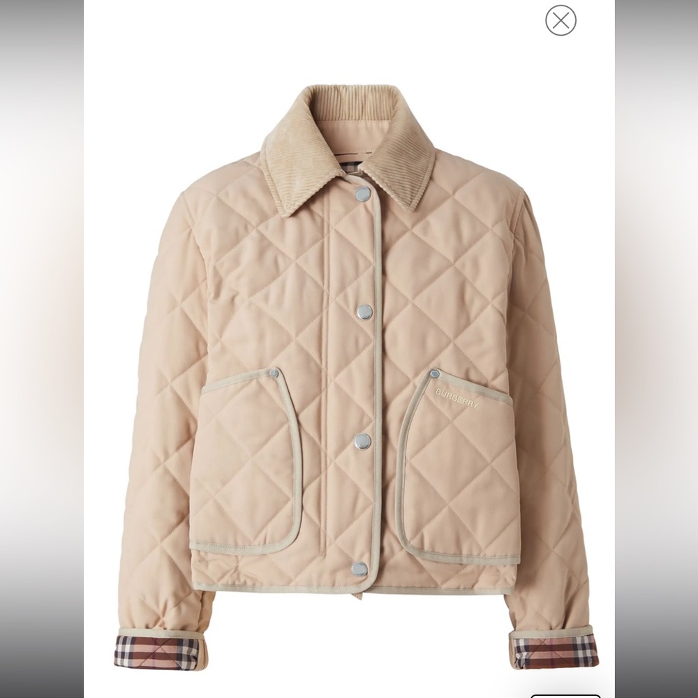 Burberry Lanford Corduroy Collar Quilted Jacket Like New